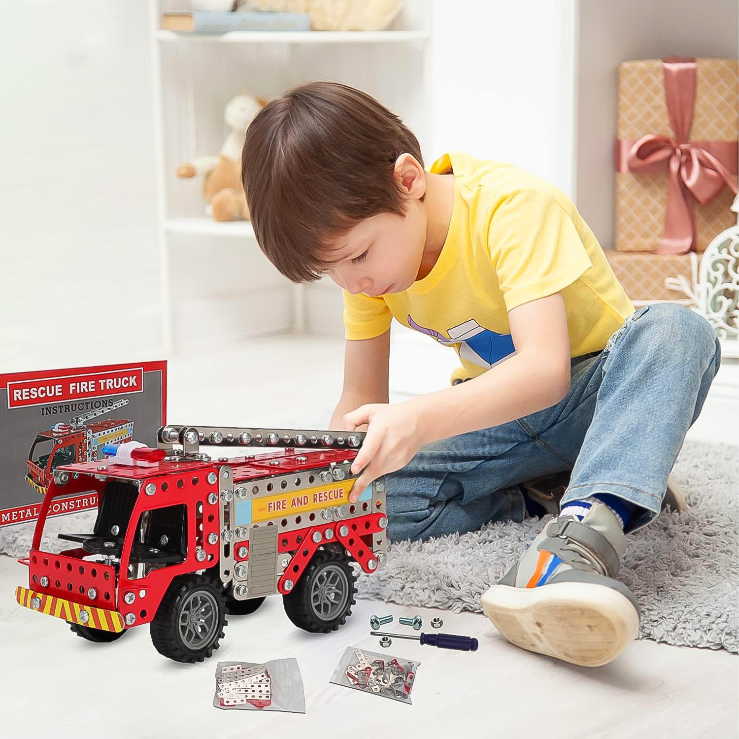 Metal Diy Fire Truck Building Blocks For Kids (Fire Truck  292pcs Of Truck Tool  1 Set) Metal Diy Fire Truck Building Blocks For Kids (Fire Truck  292pcs Of Truck Tool  1 Set)